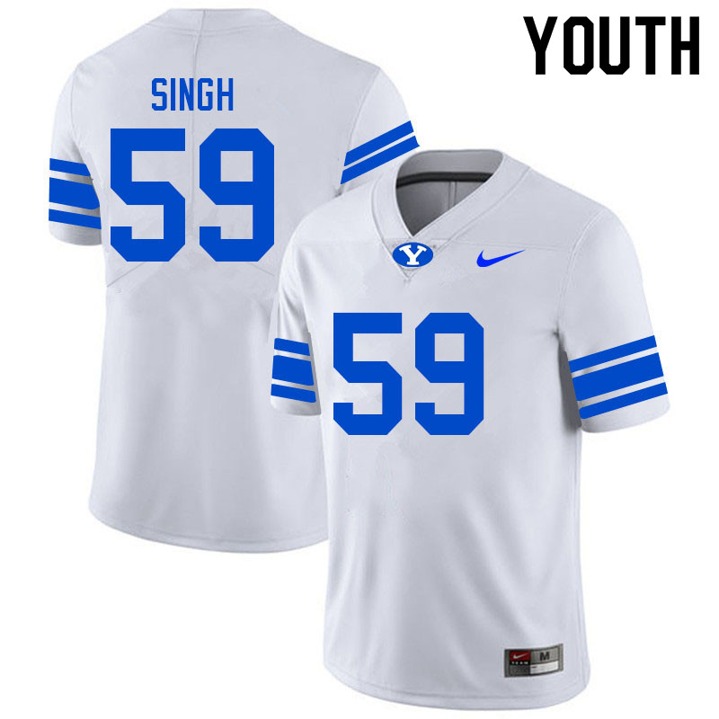 Youth #59 Joshua Singh BYU Cougars College Football Jerseys Sale-White - Click Image to Close